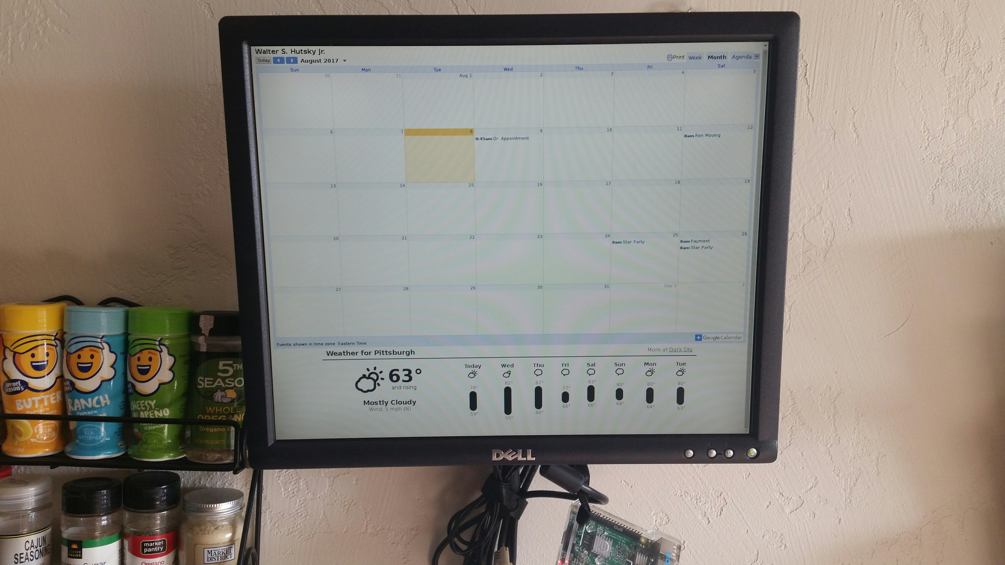 Raspberry Pi Google Wall Calendar Project WalterHutskyJr com